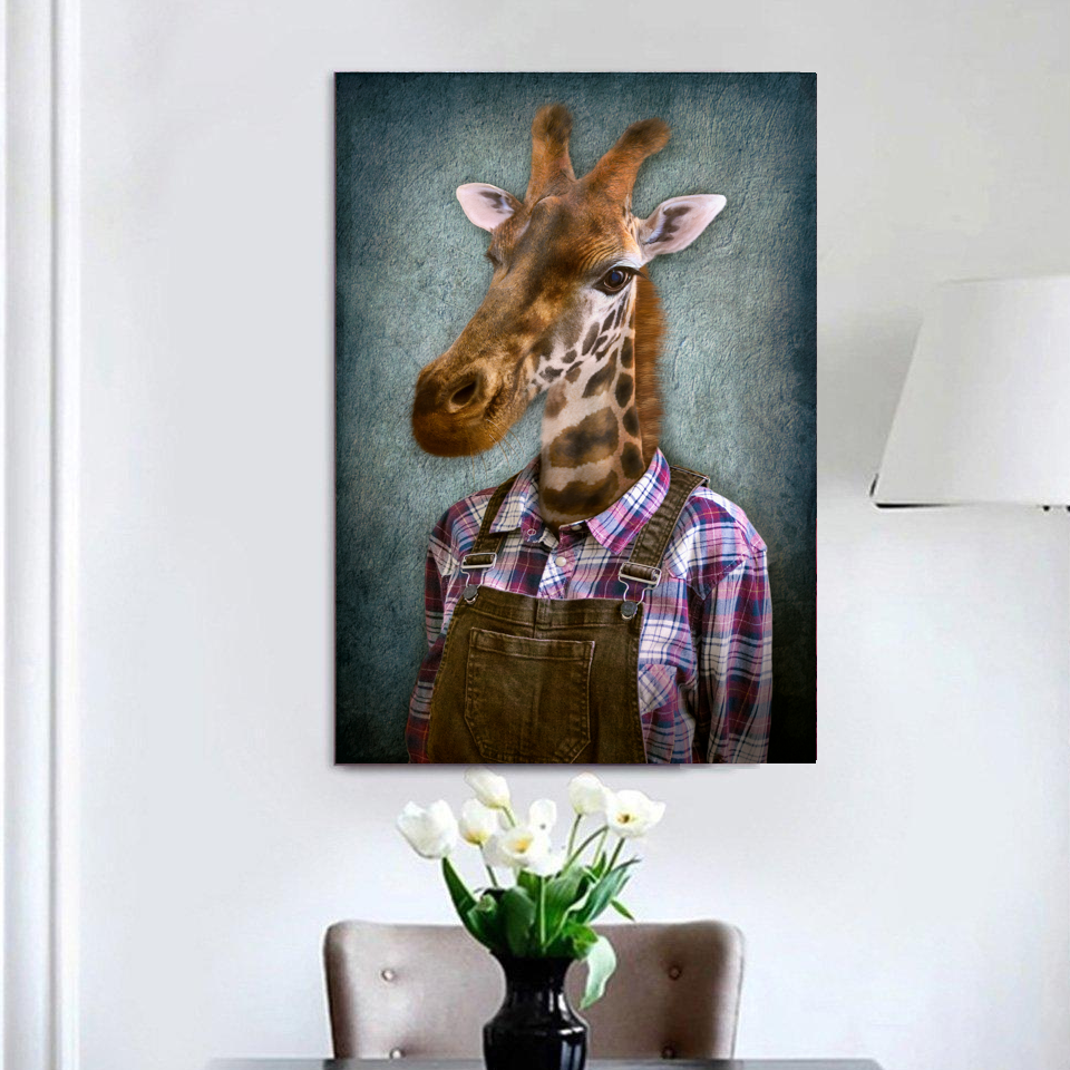 Schilderij Giraffe in Dungarees (Canvas)
