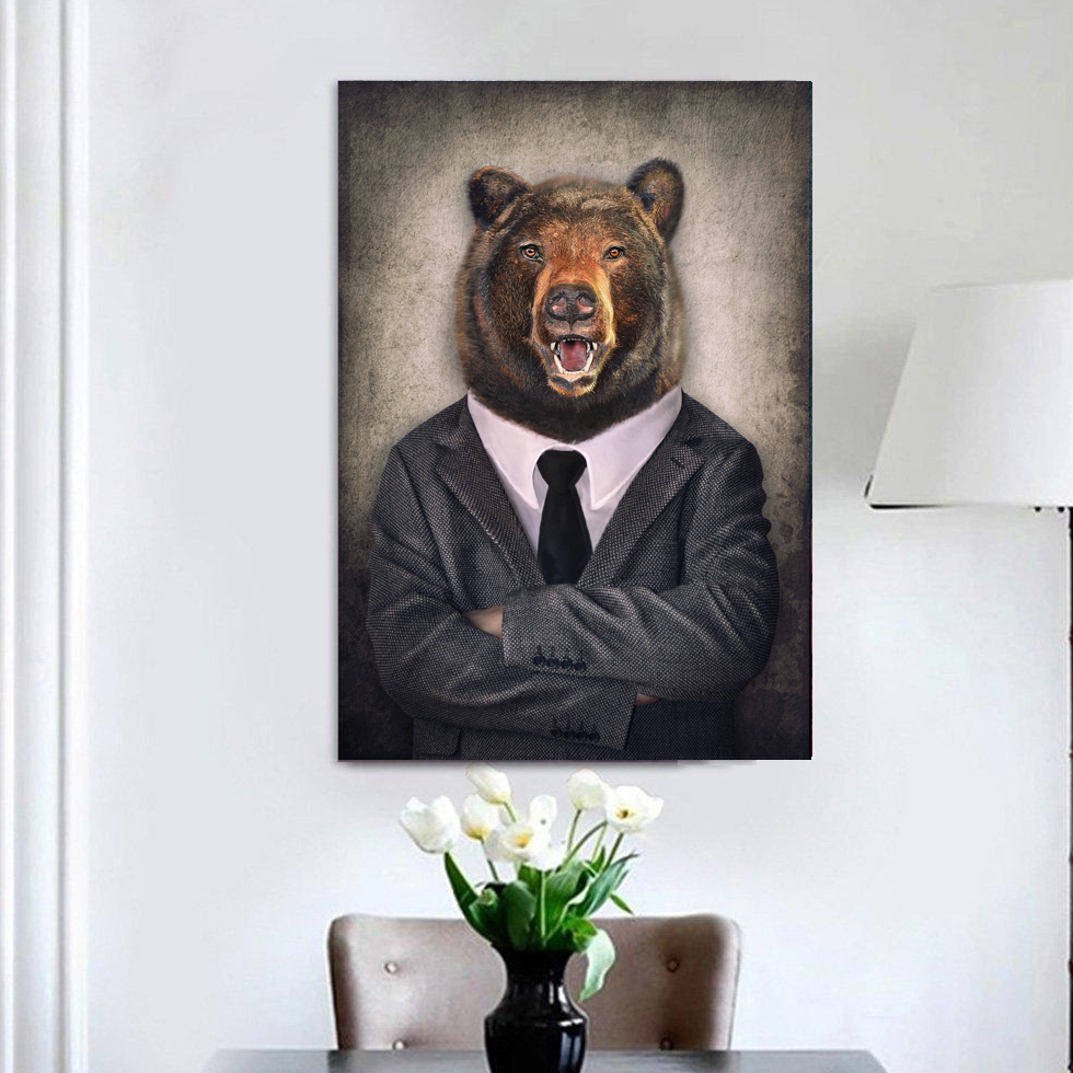 Schilderij Bear In A Suit (Canvas)