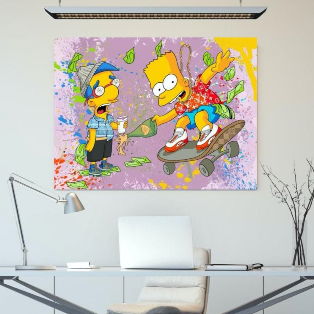 Schilderij Bart and Milhouse Party (Canvas)