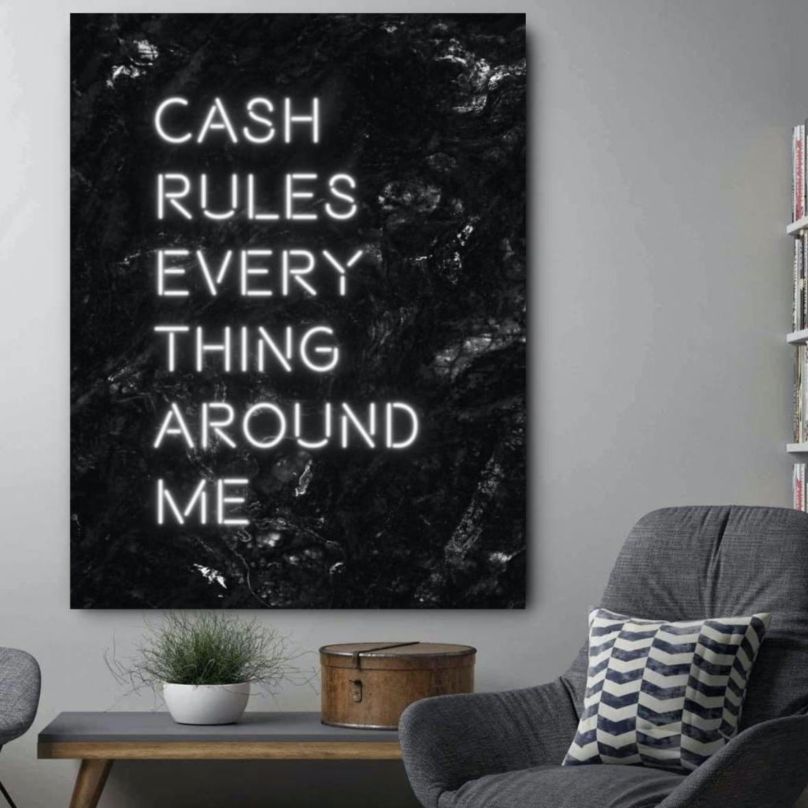 Schilderij Cash Rules (Canvas)