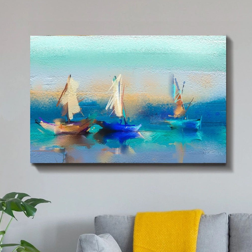Schilderij Three Little Boats (Canvas)